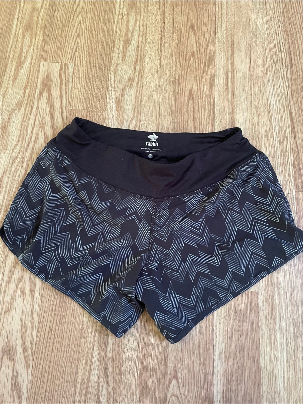 Rabbit Activewear Black Chevron Performance Running Shorts - Picture 1 of 3